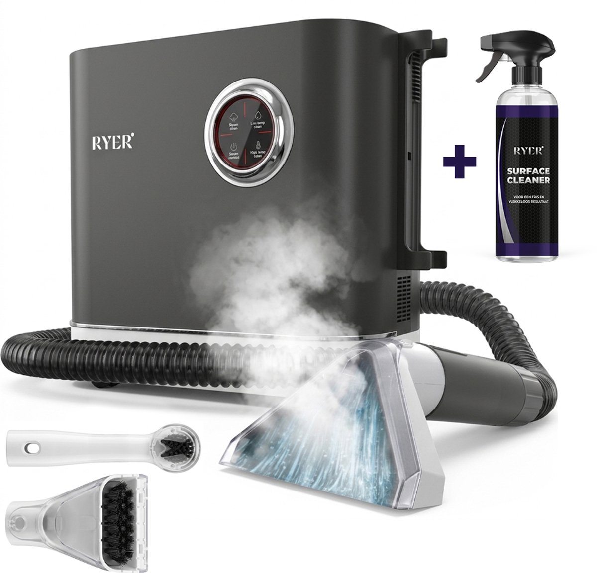 Bol.com RYER Tapijtreiniger met Stoomfunctie 100° - High End 1600W - Stoomreiniger voor Bank reiniger - Zetelreiniger - Meubelre... aanbieding