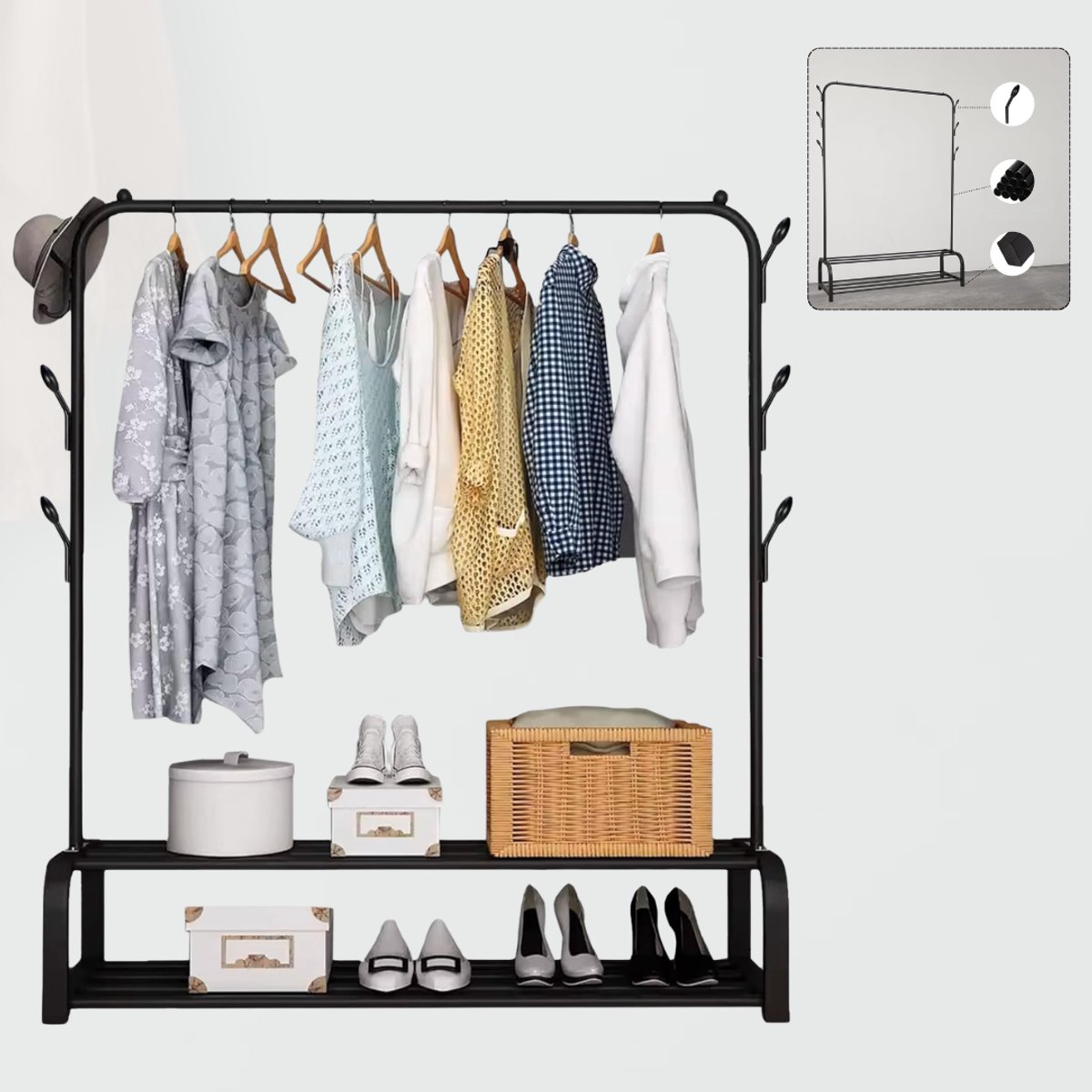 CLGP® Kledingrek Metaal - Kledinghangers - Dressboy Zwart