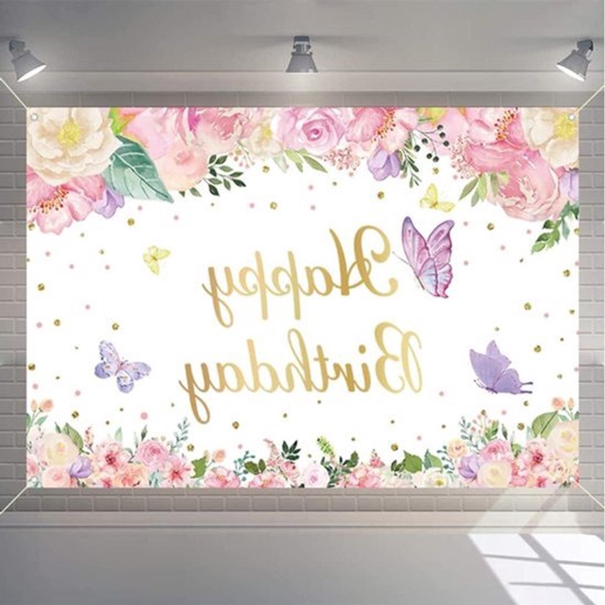 Verjaardagsdecoraties achtergrond banner stof teken poster bloemen en vlinder achtergrond 1e 2e 3e 4e 5e 6e 10e verjaardagsfeestje benodigdheden welkomstbord 150 cm x 90 cm - voor meisje/vrouwen