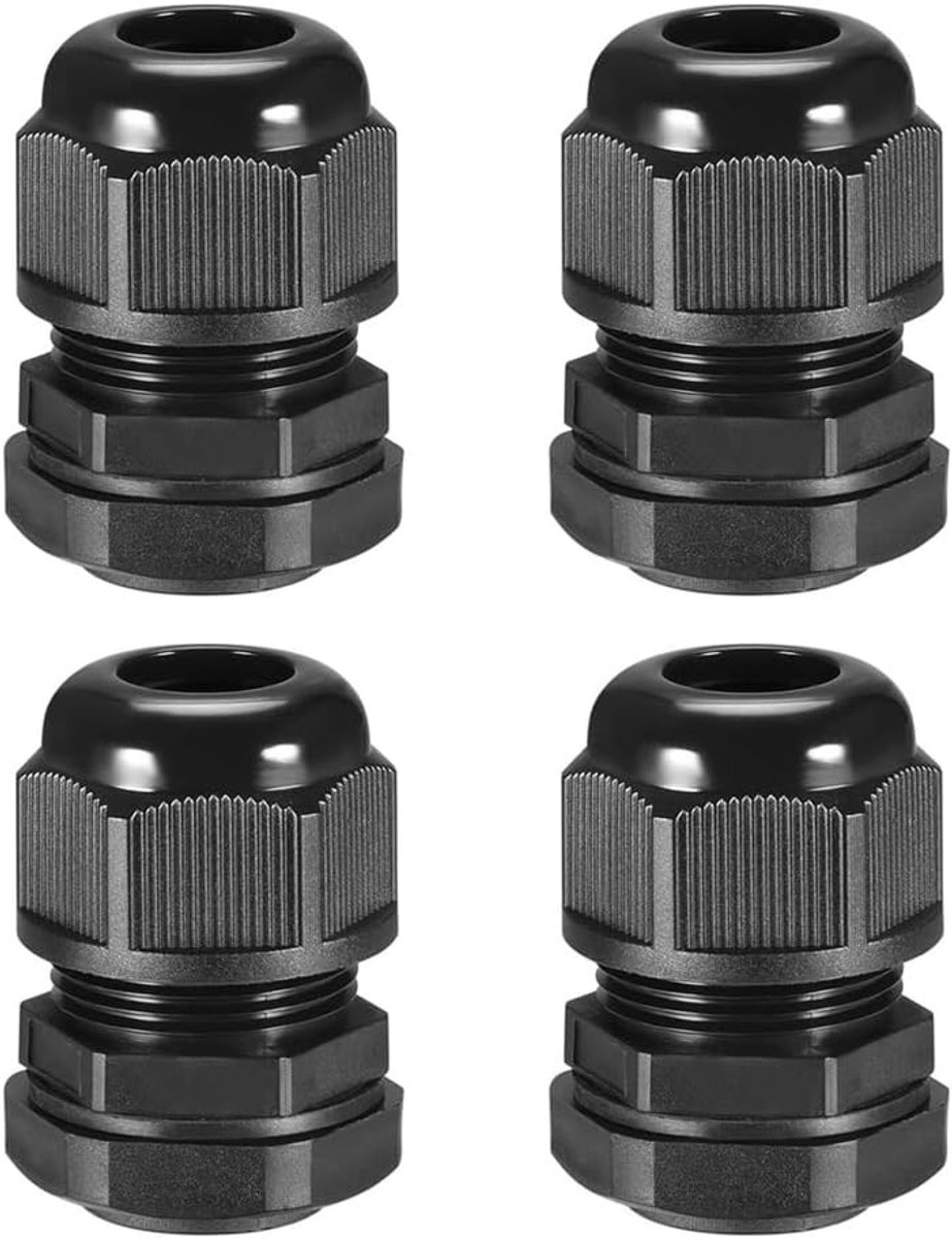 4 stuks PG7 Nylon kabeldoorvoeren, waterdichte draadconnectoren voor 3-6,5 mm kabels, draadbeschermers en aansluitingen