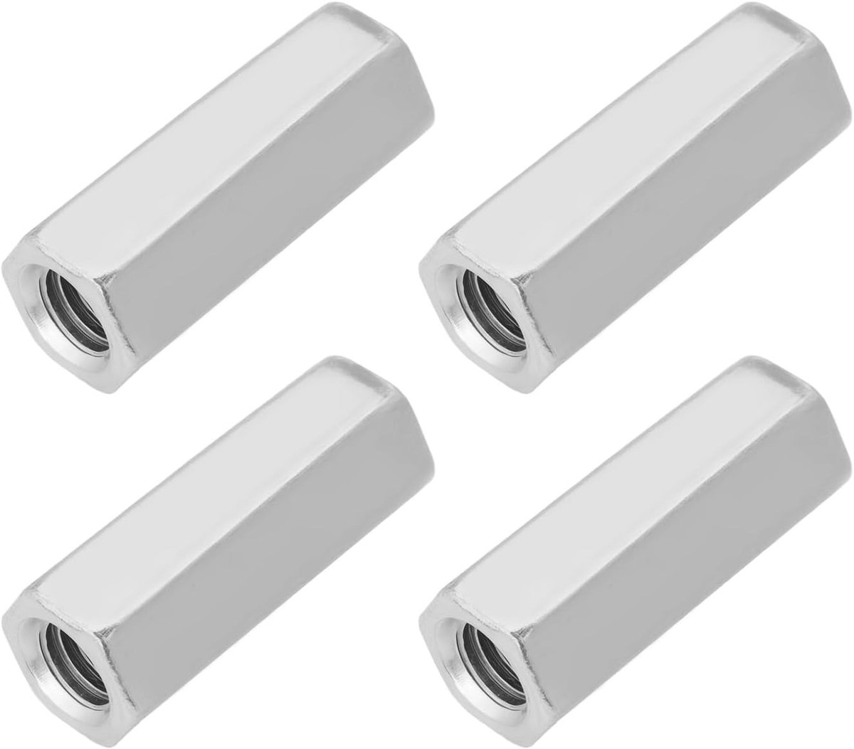 4 Stuks M8 Rechtsdraaiende Spanner Moer van 304 RVS - Lange Zeskantige Koppeling Moer voor Thuis en Kantoor Communicatie Apparatuur, Duurzaam en Corrosiebestendig