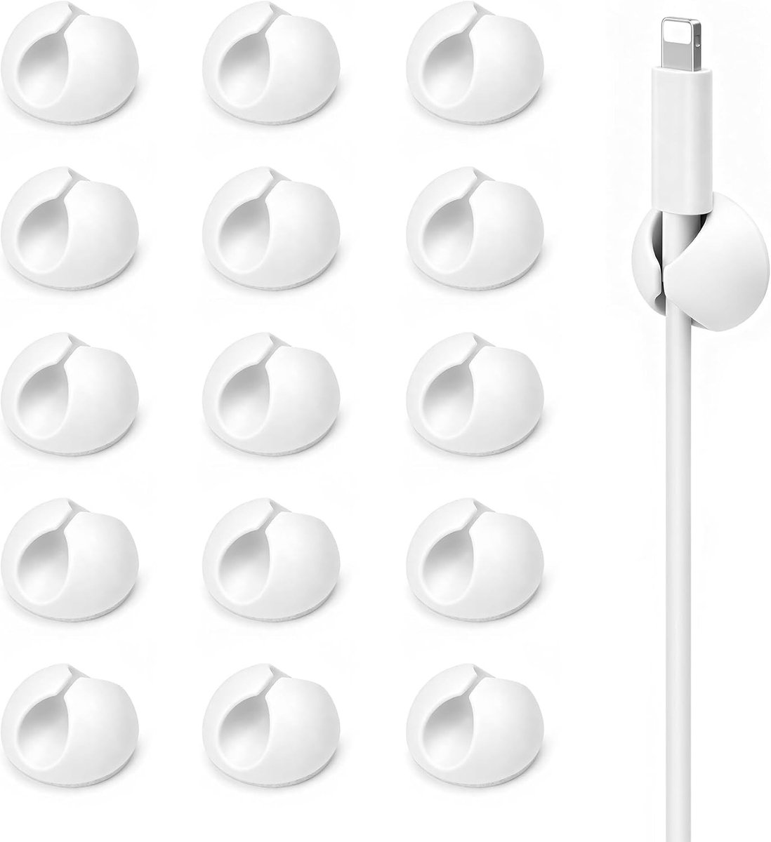 15 stuks zelfklevende kabelclips voor bureau en muur, mini magnetische houder voor verlengsnoeren en oplaadkabels, ideale oplossing voor kabelbeheer en organisatie