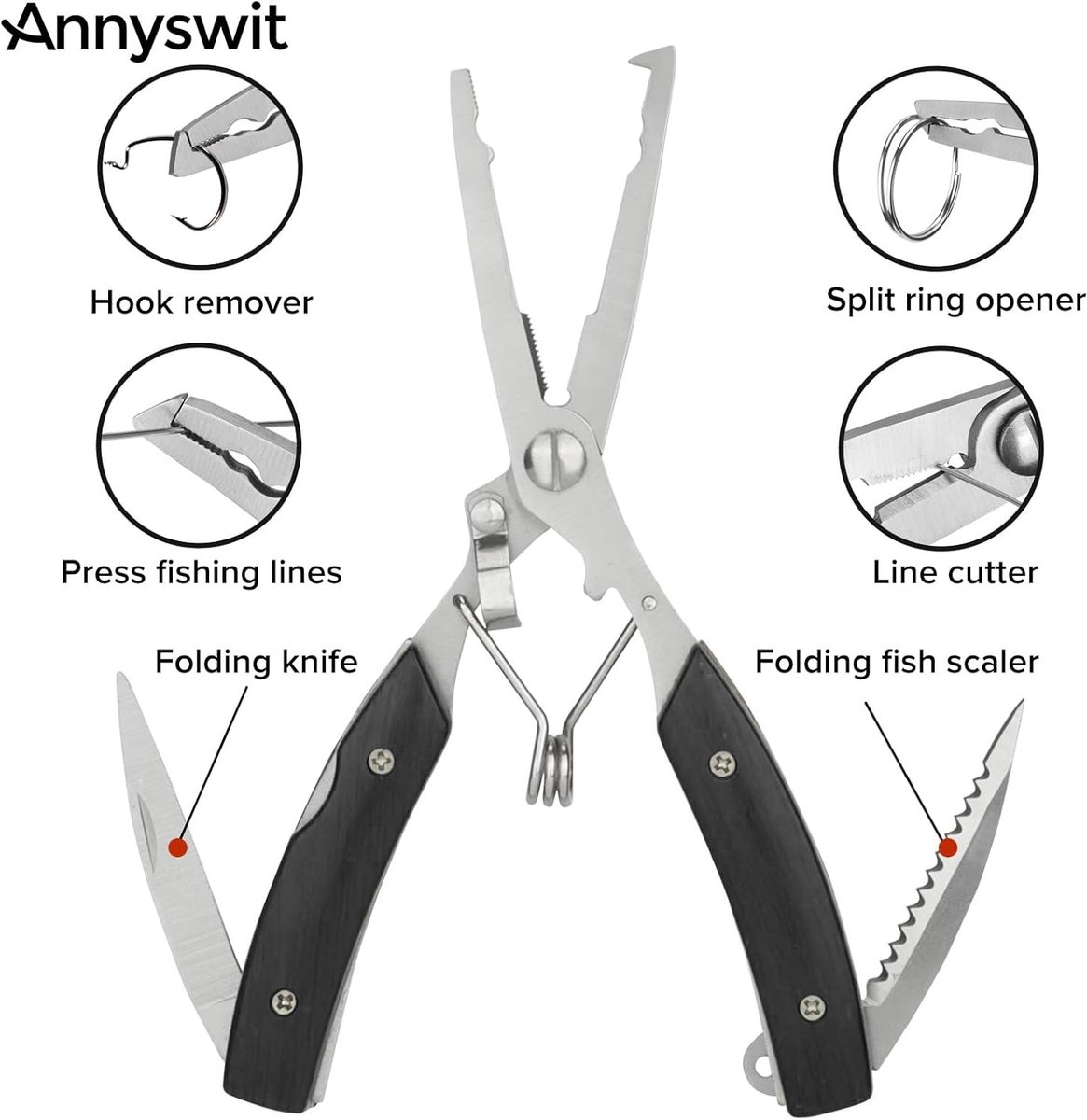 Multifunctionele Visgereedschap Set met Lanyard, Gebogen Forceps en Haakverwijderaar voor Eenvoudig Vissen en Onderhoud