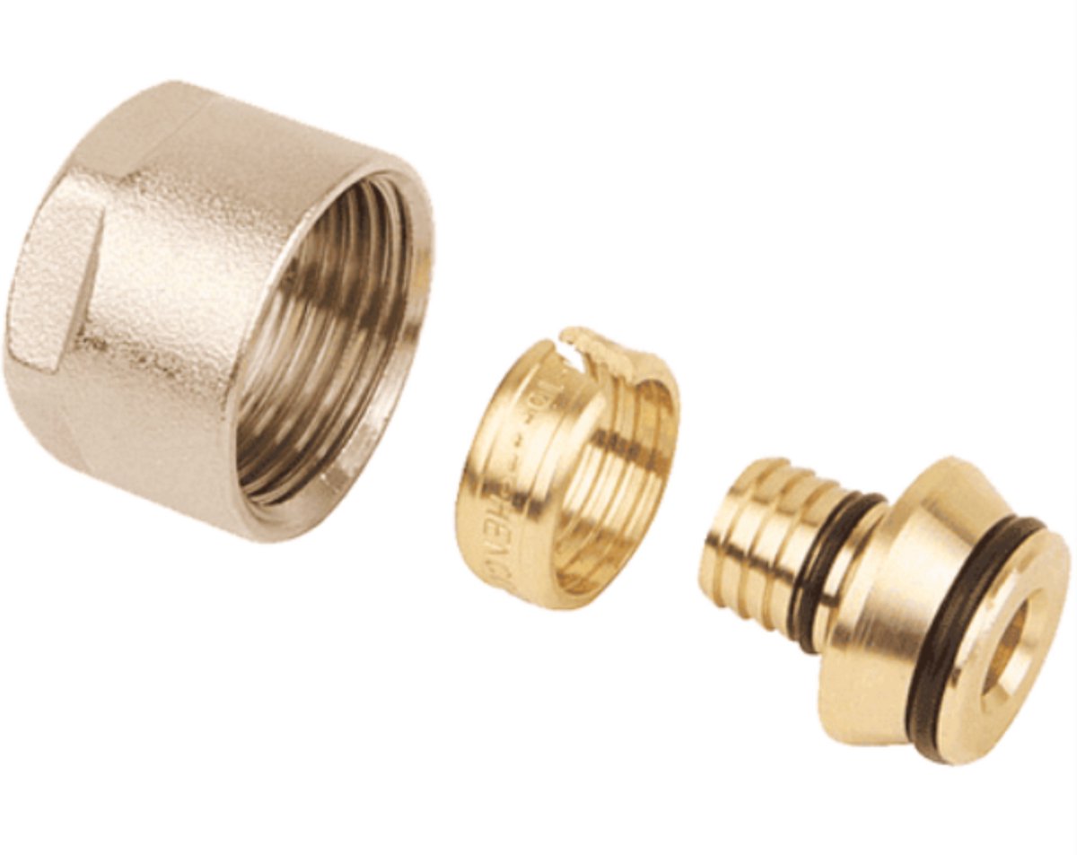 Henco Euroconus Schroefkoppeling EK18-2 - 18mm x 3/4F" Binnendraad (F) - Set van 2 stuks - Klemkoppeling & Knelkoppeling voor Radiator & Vloerverwarming