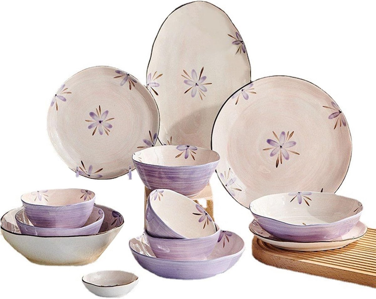 Paarse keramische soepkommen voor salade, rijst, dessert - 5 inch ideaal voor thuisdining en feesten
