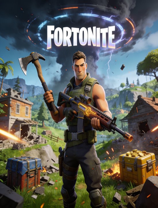 Luxe Metalen Wanddecoratie 30x40cm - Fortnite - Battle Royale - Game Poster - Metalen Poster 40x30cm