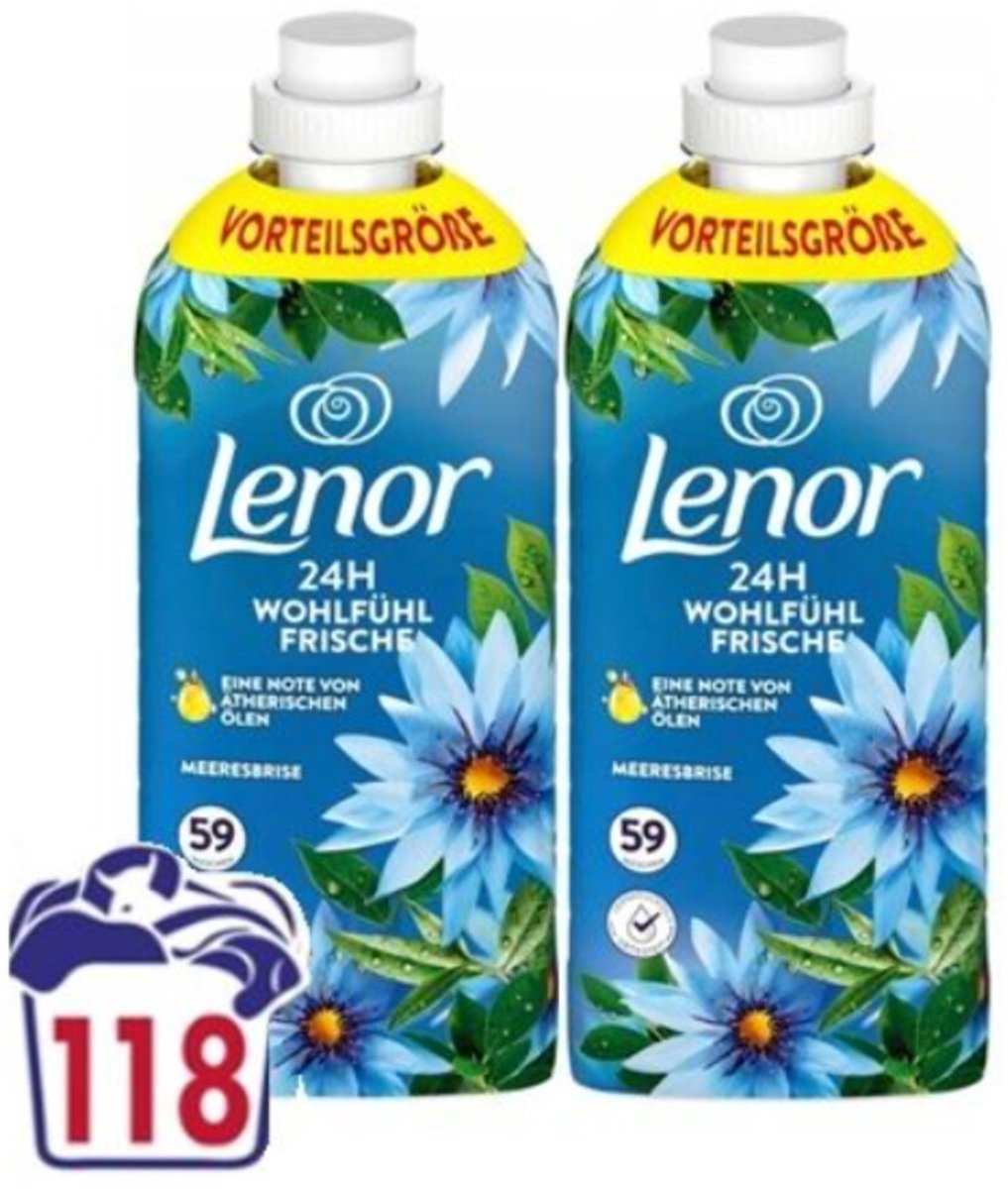 Lenor Wasverzachter Ocean Breeze 2x59 Wasbeurten - 4 x 2x1,239 liter - Voordeelverpakking