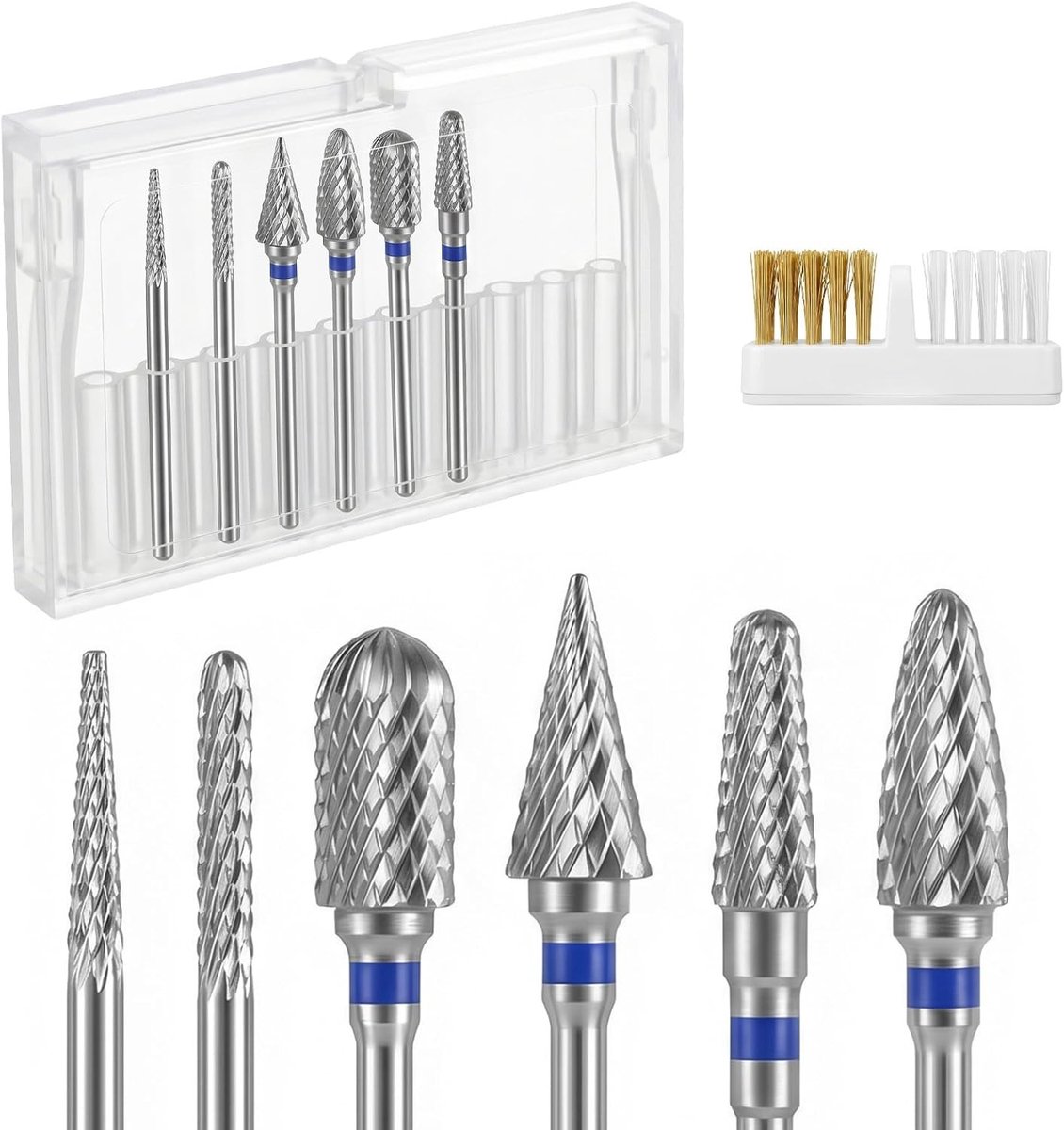 Bits voor nagelfrees, 6 stuks hardmetalen freesset met 3/32 inch schacht voor manicure, pedicure en nagelverzorging