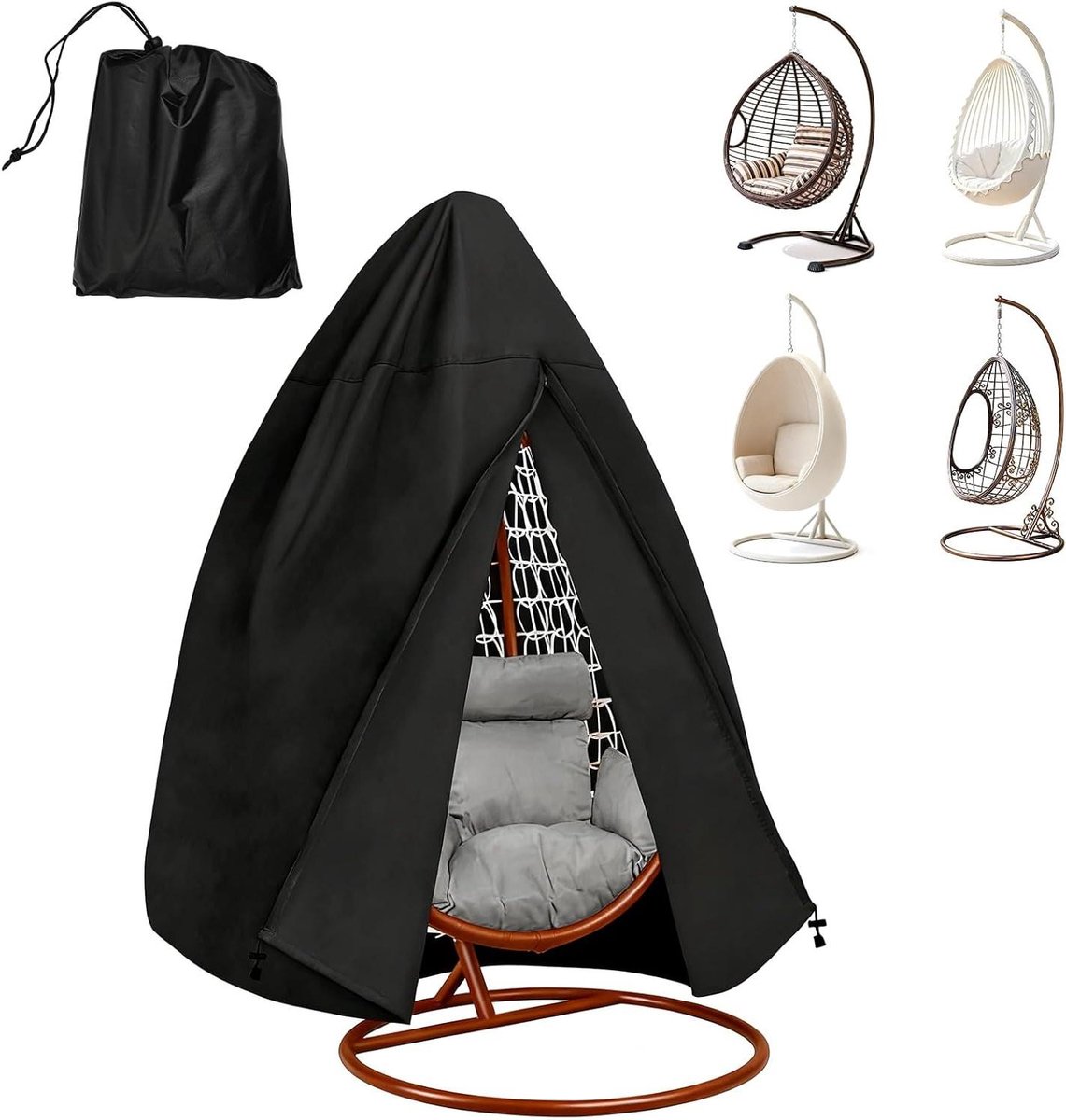 Hangstoelhoes - Schommelhoes Beschermhoes - Tuinmeubelen Beschermen - Waterdicht Oxford Materiaal - 115 x 190 cm - Zwart