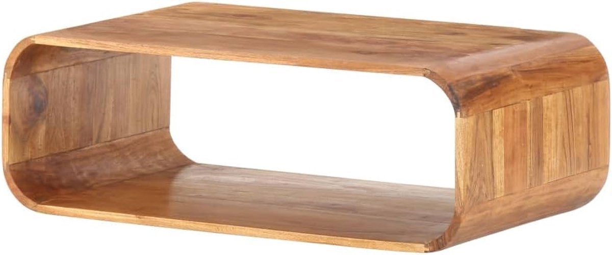Massief Houten Salontafel - Bijzettafel Woonkamer - Opbergen en Decoreren - Individuele Houtnerf - 90x50x30 cm - Honingkleurig