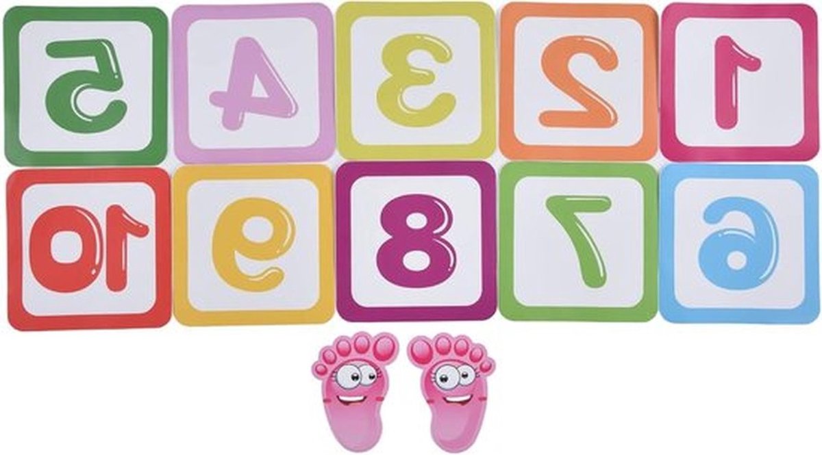 Vloerstickers met 10 cijfers in rasterpatroon - decoratieve muurstickers voor slaapkamer, woonkamer en kleuterschool