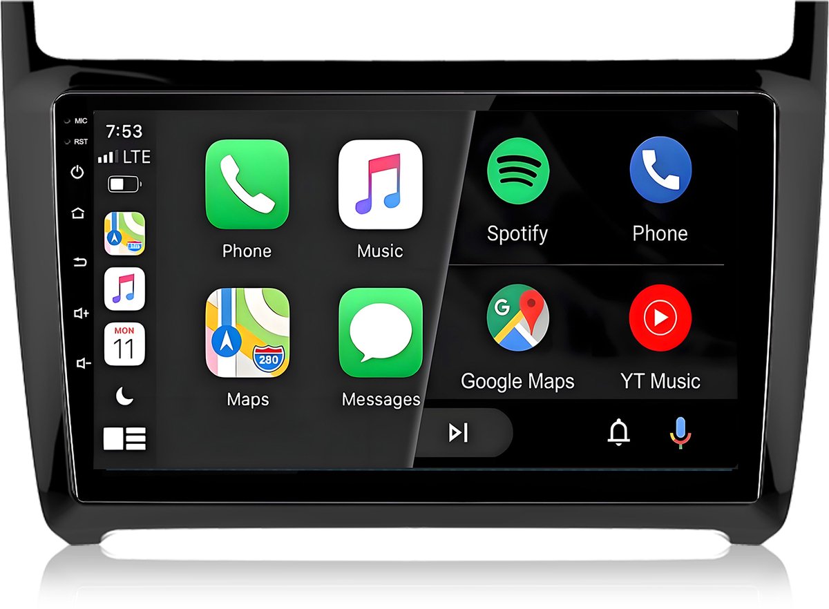 Cestovet Autoradio- Geschikt voor Vw Polo 6R 6C 2009-2017 - radio met navigatie met Draadloos Carplay en Android Auto - Android 15 - 2+64GB - 2009 2010 2011 2012 2013 2014 2015 2016 2017 - Bluetooth & Wifi USB & FM RDS & 2 DIN