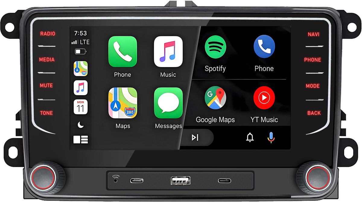 Cestovet 7" Autoradio - Geschikt Voor VW Volkswagen Passat Touran Tiguan Golf 5 6 Jetta Polo Scirocco Caddy EOS - Draadloze Carplay & Android Auto - Android 15.0 System - 7 Inch IPS HD Touchscreen - Bluetooth & Wifi - Radio Scherm
