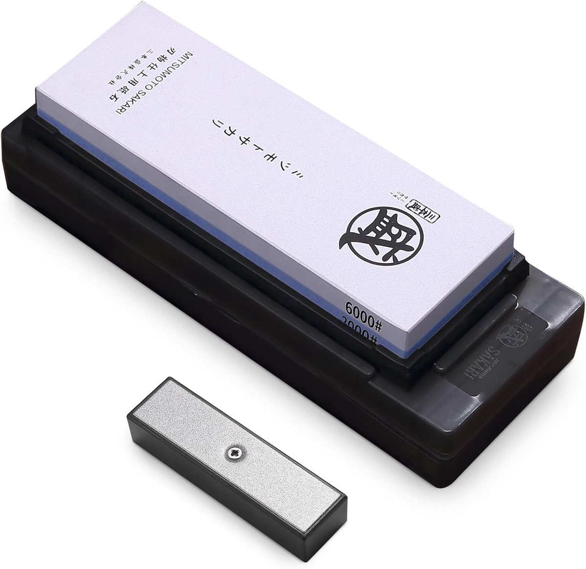 Japanse Slijpstenen voor Keukenmessen, 2000/6000 Grof en Fijn, Professionele Slijpsteen met Antislip TPR Rubber Onderkant, Geschikt voor Alle Soorten Messen en Keukenaccessoires