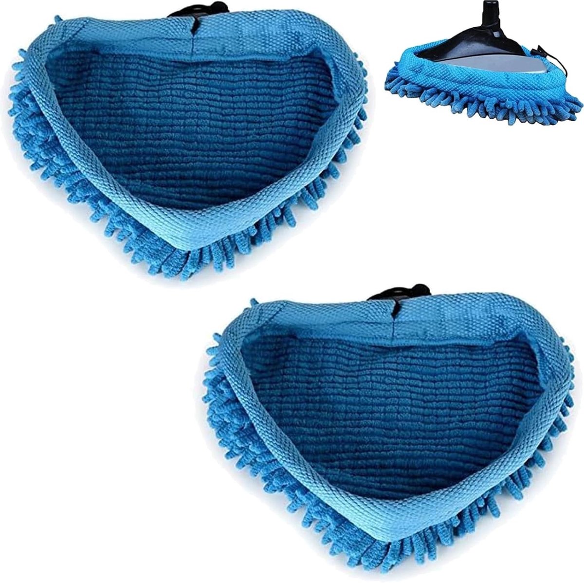 Herbruikbare microvezel vervangdoeken voor stoomreinigers, universele stoomreinigerpads, 2 stuks in blauw met driehoekige vorm