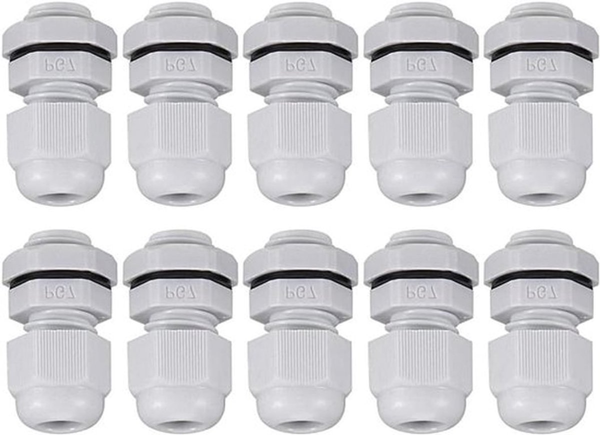 Kabelschroefverbinding - PG7 - Borgmoer - Wit - 10 stuks - Geschikt voor kabels van 2 tot 5 mm diameter