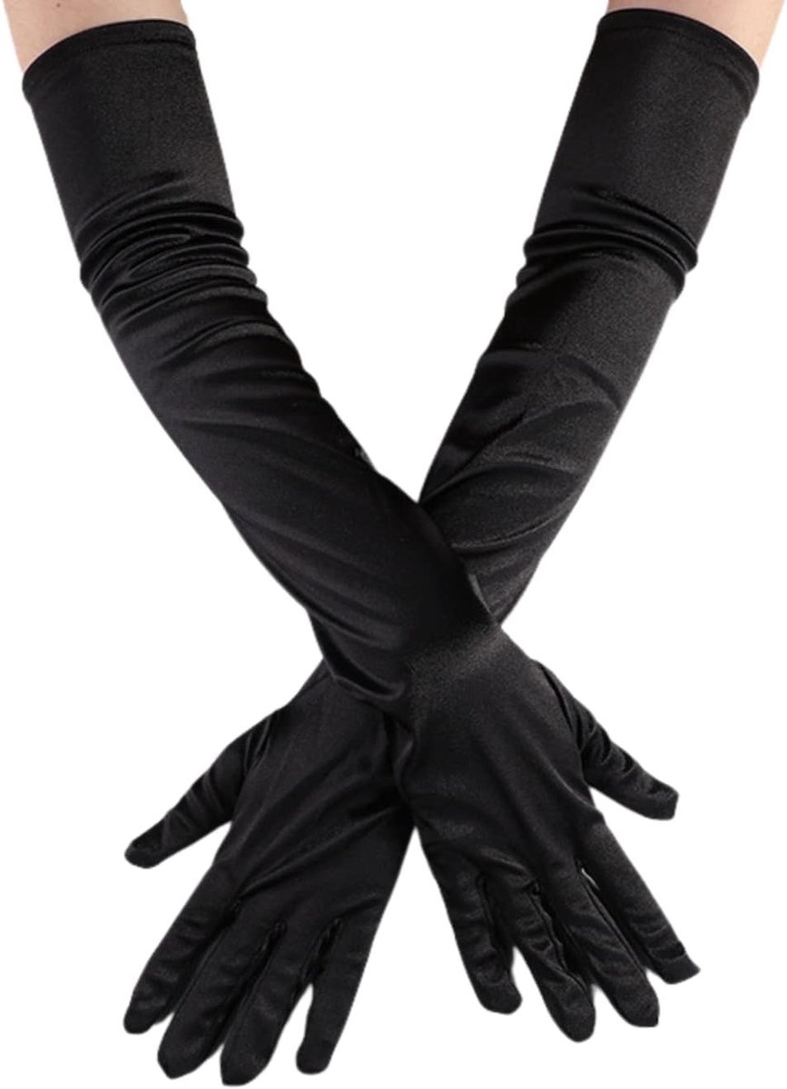 Satin Elastische Cosplay Handschoenen voor Halloween en Bruiloften - Fluwelen Vinger Opera Avondfeest Handschoenen voor Dames