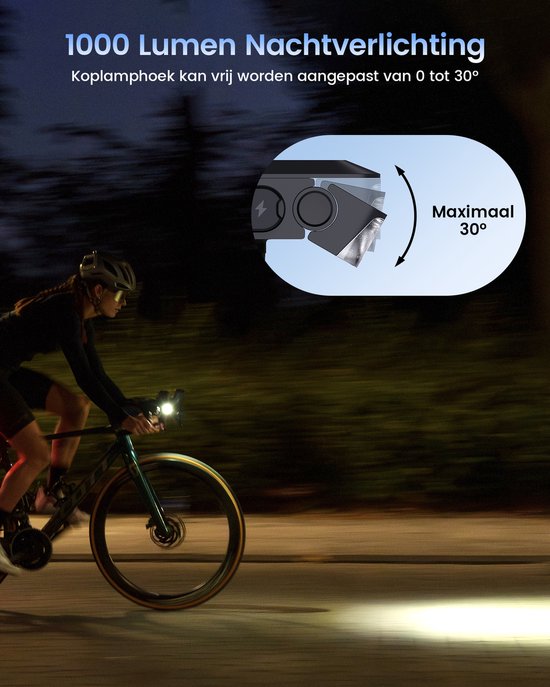 RAVEMEN FR1000 1000 lumen koplamp- voor fiets voor nachtverlichting en dagzicht- automatisch in- en uitschakelen-snelsluiting-voor fietsen op de weg en VTT- waterdicht IPX6 — afbeelding 4
