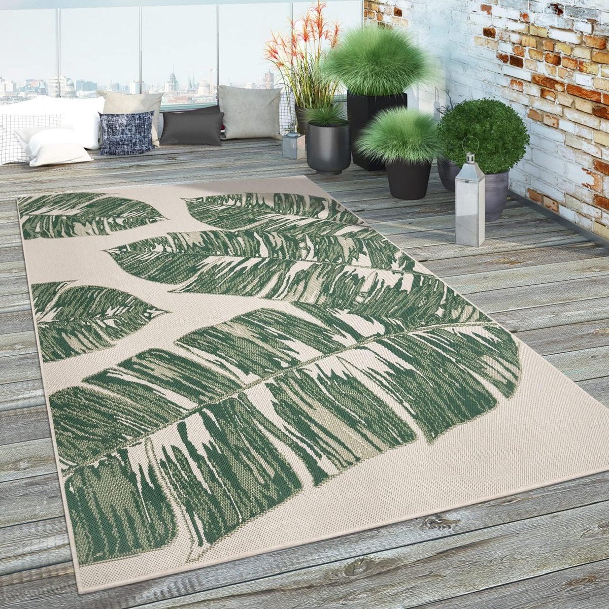 Balkon Tapijt - Terras Kleed - Buiten Leven - Vloerverwarming Geschikt - 60x100cm - Groen 