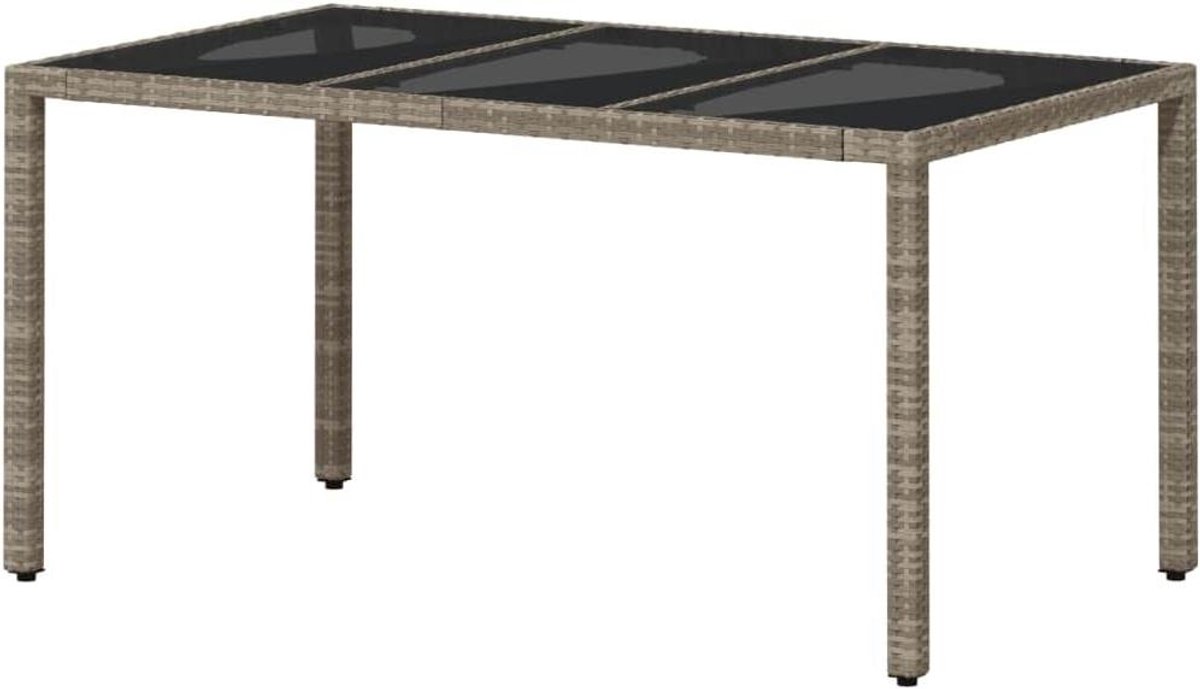 Tuin Tafel - Balkon Tafel Outdoor Tafel - Buiten Eten - Gehard Glas - 150x90x75cm - Lichtgrijs