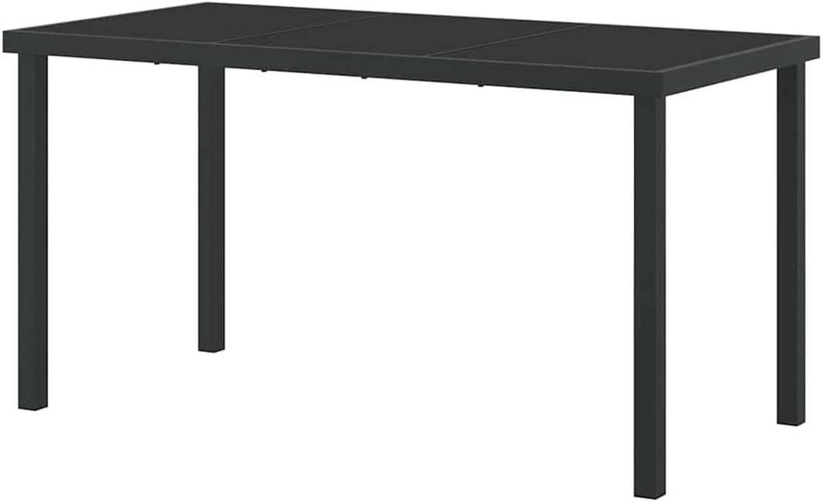 Tuintafel - Terrastafel Balkontafel - Buiten Eten - Veiligheidsglasplaat - 140 x 70 x 73 cm - Zwart