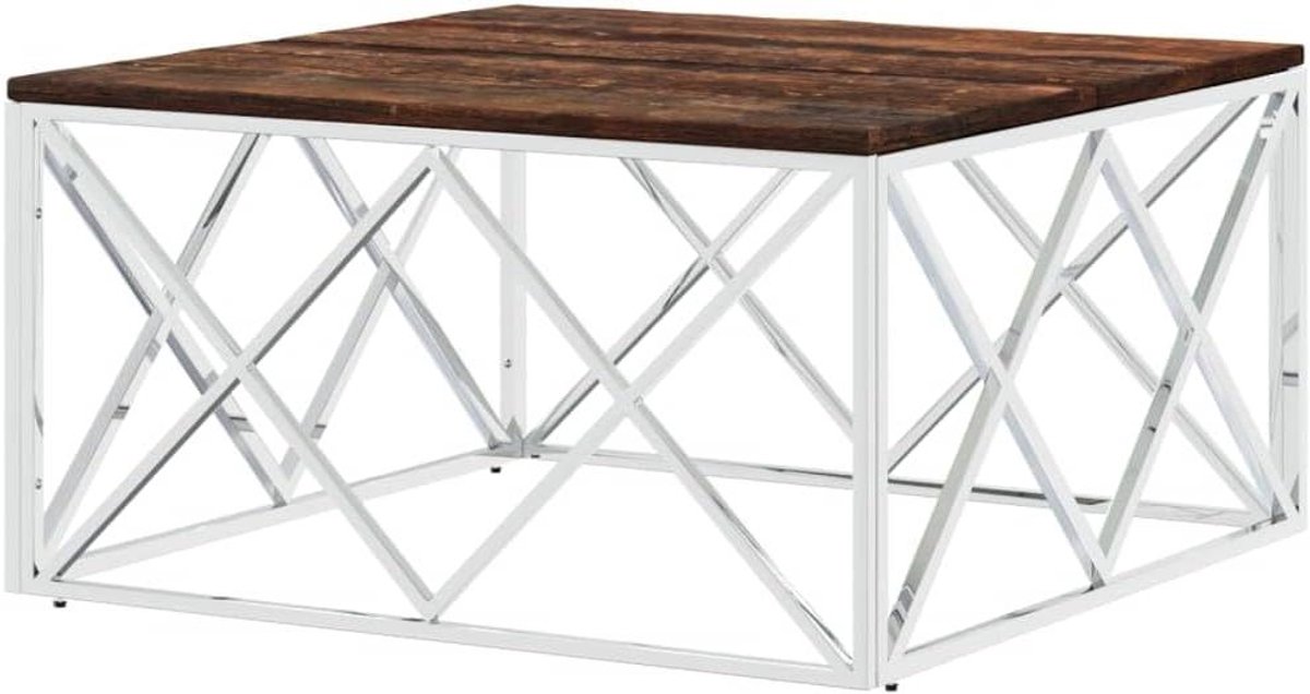 Salontafel - Bijzettafel Koffietafel - Woonkamer Inrichten - Gerecycled Hout - 80 x 80 x 40 cm - Natuurlijk