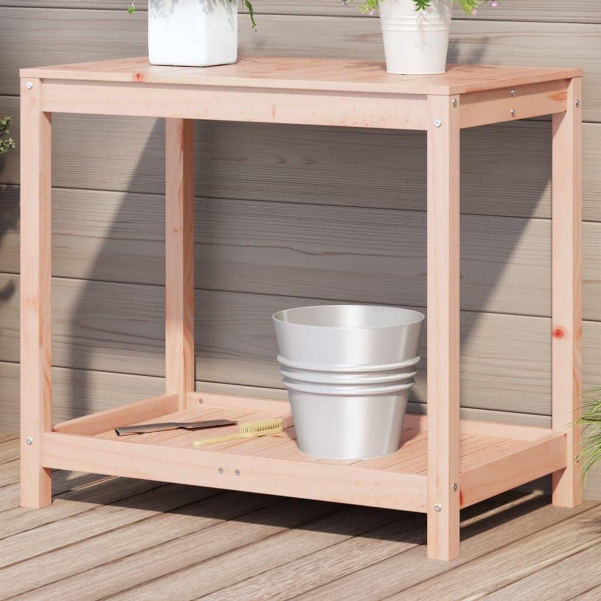 Houten Plantentafel - Werktafel Tuin - Planten Organiseren - Massief Douglas Hout - 82.5 x 50 x 75 cm - Houtkleur