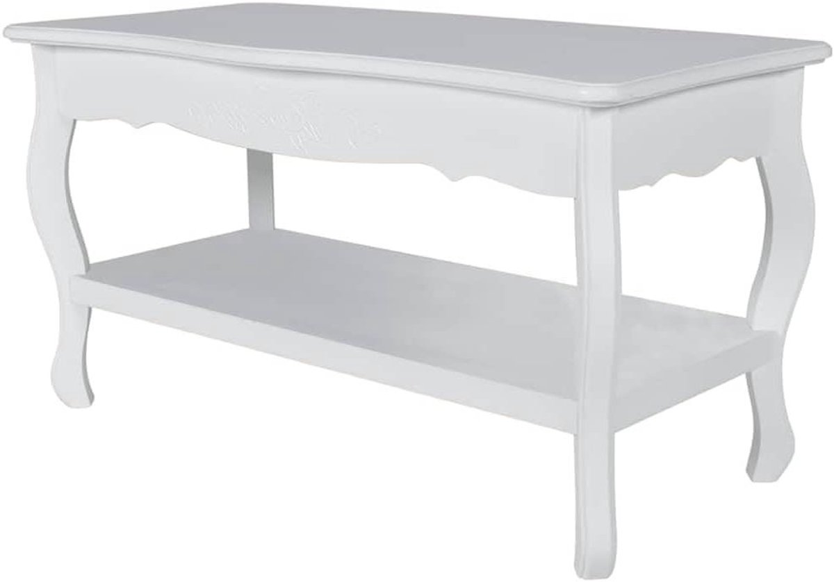 Salontafel met Lagen - Bijzettafel Tafel - Woonkamer Inrichting - Massief Grenenhout - 875 x 42 x 44 cm - Wit