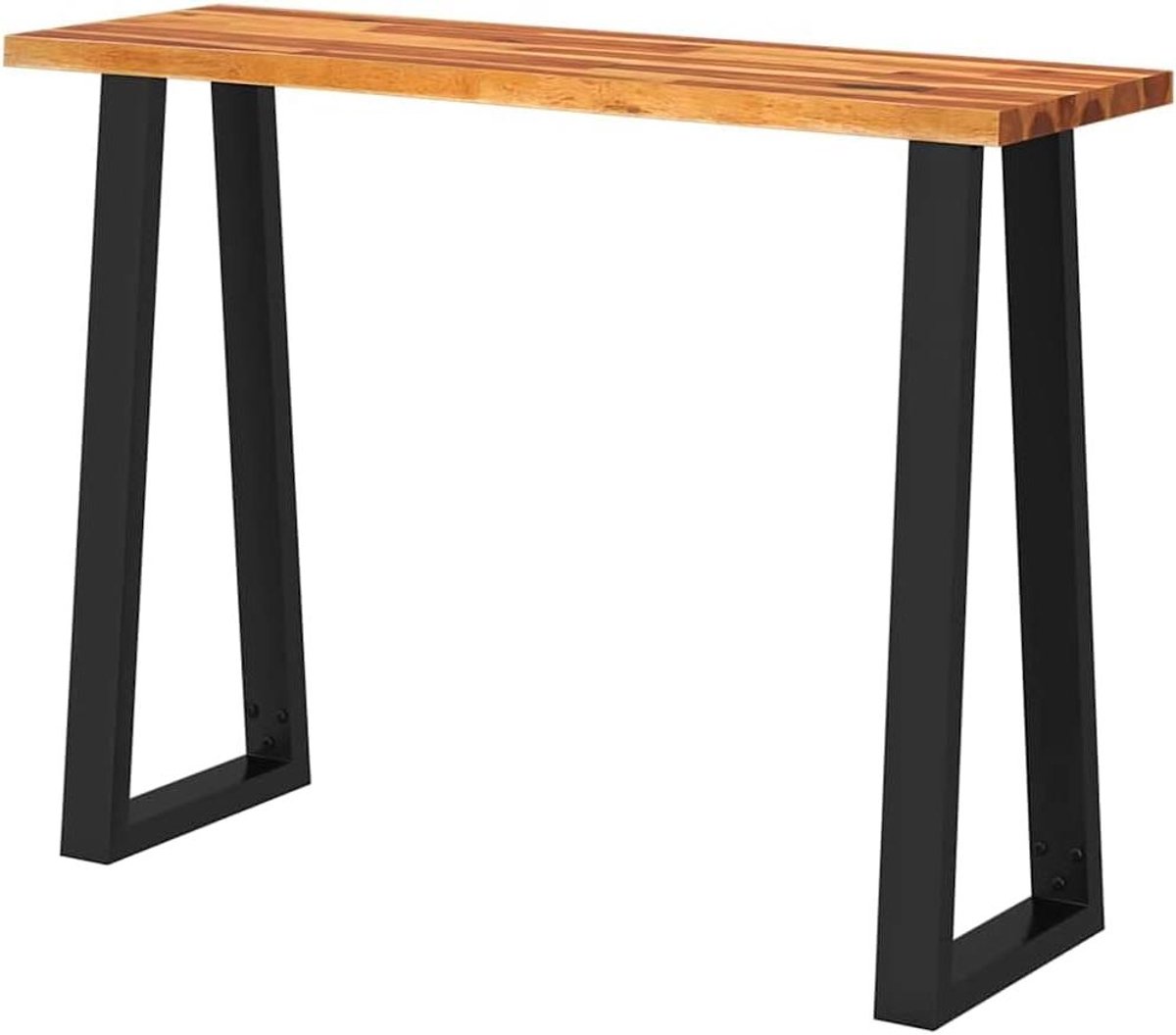 Wandtafel Acaciahout - Haltetafel Bijzettafel - Decoratie Presenteren - Natuurlijke Boomrand - 110x35x80 cm - Natuurlijk Hout
