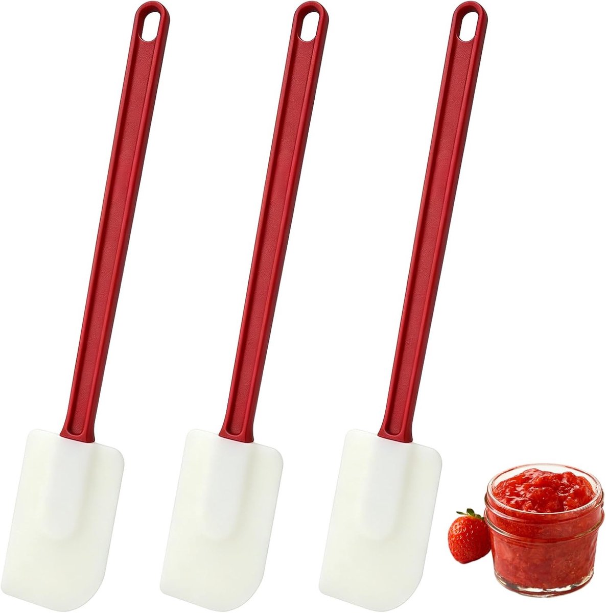 Set van 3 Siliconen Spatels voor Bakken - Mini Deegschrapers voor Smeren, Afschrapen en Koken, 25,5 x 5 cm