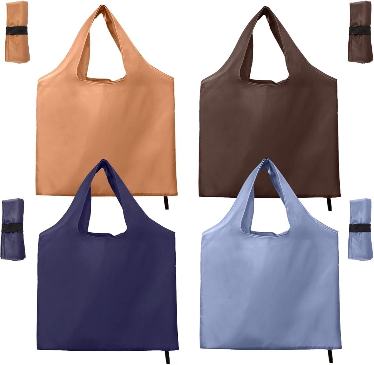 Vouwbare Herbruikbare Winkeltassen Set van 4, 56x69cm voor Winkelen, Picknicken en Reizen
