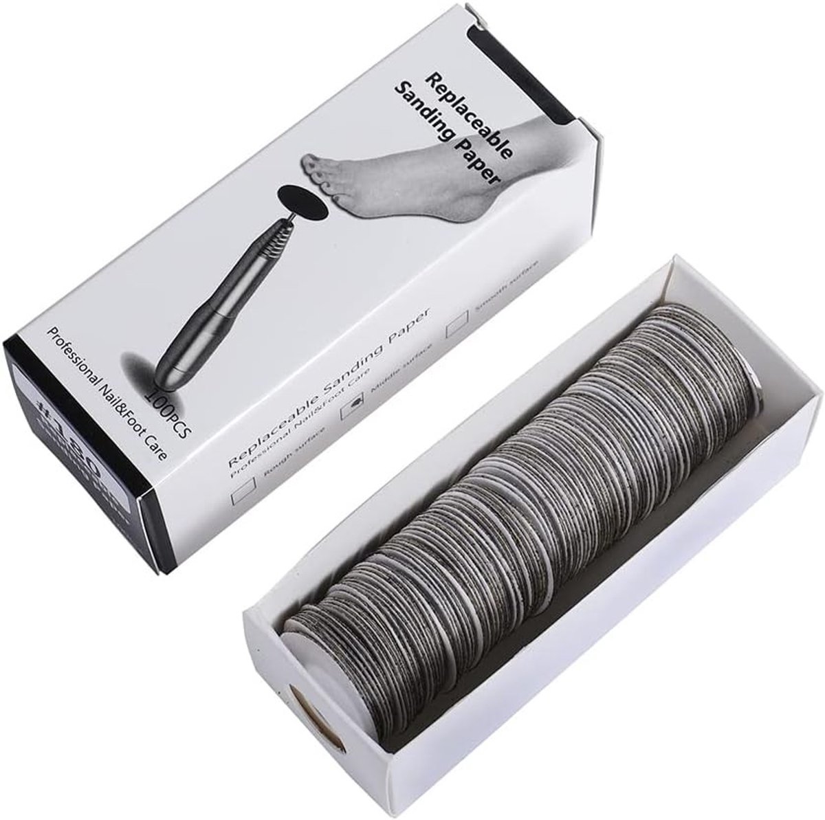 Set van 100 Zelfklevende Schuurpapier Discjes voor Pedicure en Elektrische Voetvijl - 2.5 cm Diameter (120 Grit)
