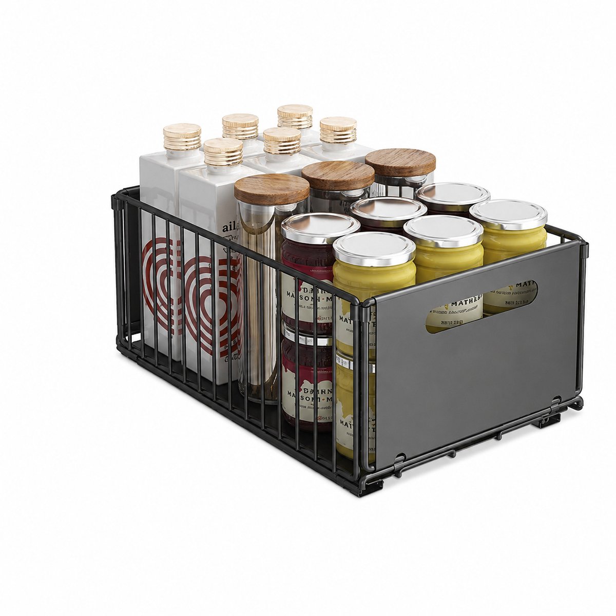 Reky kast organizer - Lade organizer - Uittrekbare Kast organizer - Schuiflade - 2 Stuks - Opbergrek - Metaal - Zwart - 24,5x37,5x19