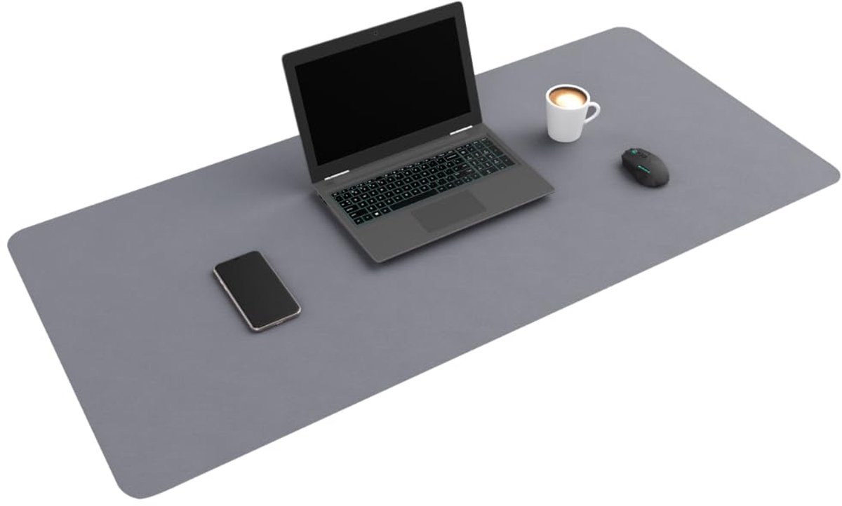 Famanu – Professionele bureauonderlegger van 120 cm x 60 cm, multifunctionele muismat in grijs
