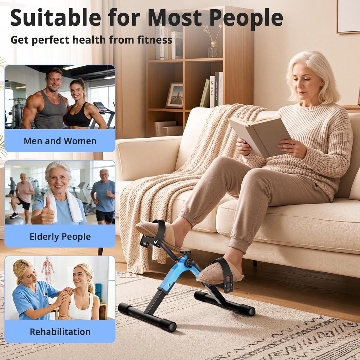 Mini Hometrainer - Zwart - Opvouwbare Fiets voor Been en Arm - Lage Impact Oefening voor Thuis en Kantoor