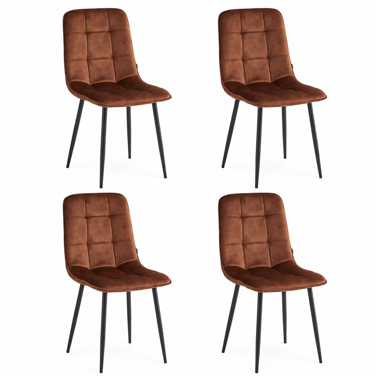 Colenis - Ela Eetkamerstoel - Set Van 4 - Oxid Red - Adoré Velvet - Design