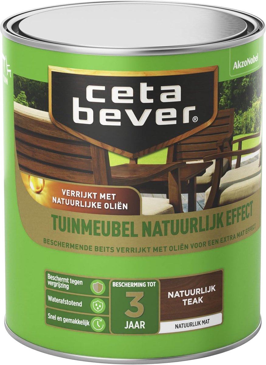 Tuinhoutbehandeling - Natuurlijk mat - Teak - Bescherming tot 3 jaar - ShopVlot