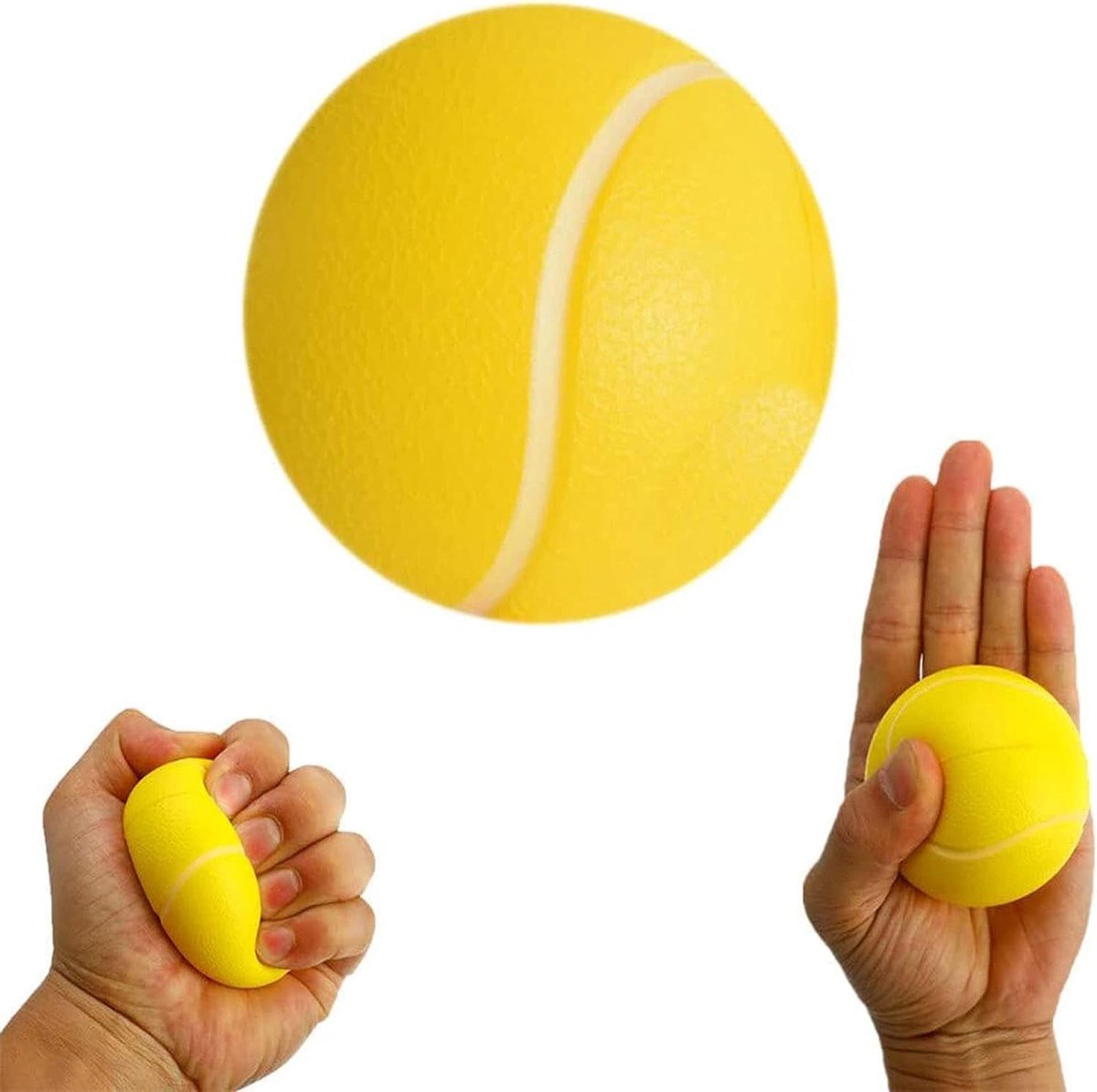 Hand Grip Krachtbal - Geel - Zacht - Voor Hand- en Vinger Oefeningen - Geschikt voor Alle Leeftijden