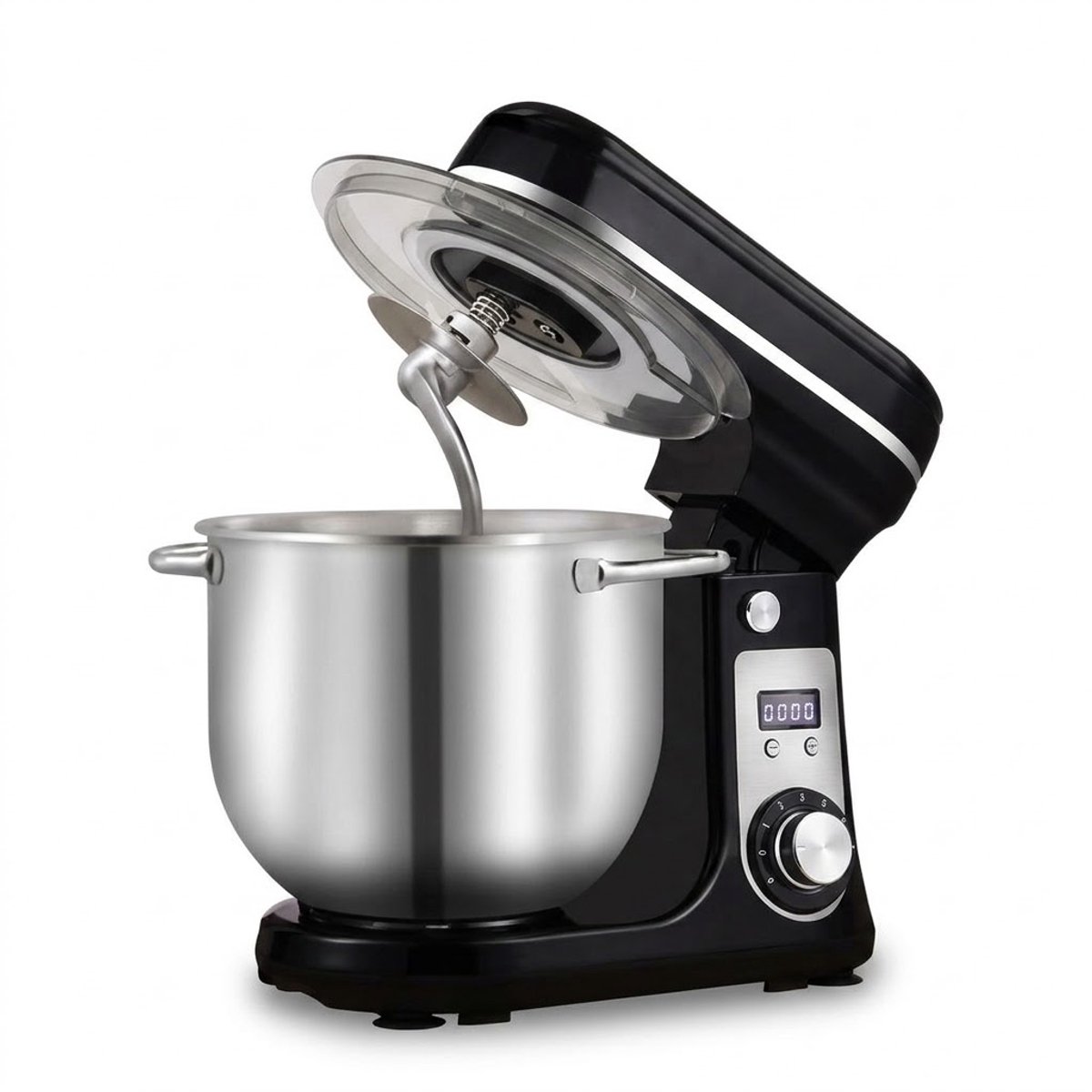 BioloMix BM601 - Keukenmixer - 1200W stille DC-motor - 6L RVS-kom - 6 snelheden - Voor brooddeeg, beslag & meringue - Krachtig kneden zonder lawaai