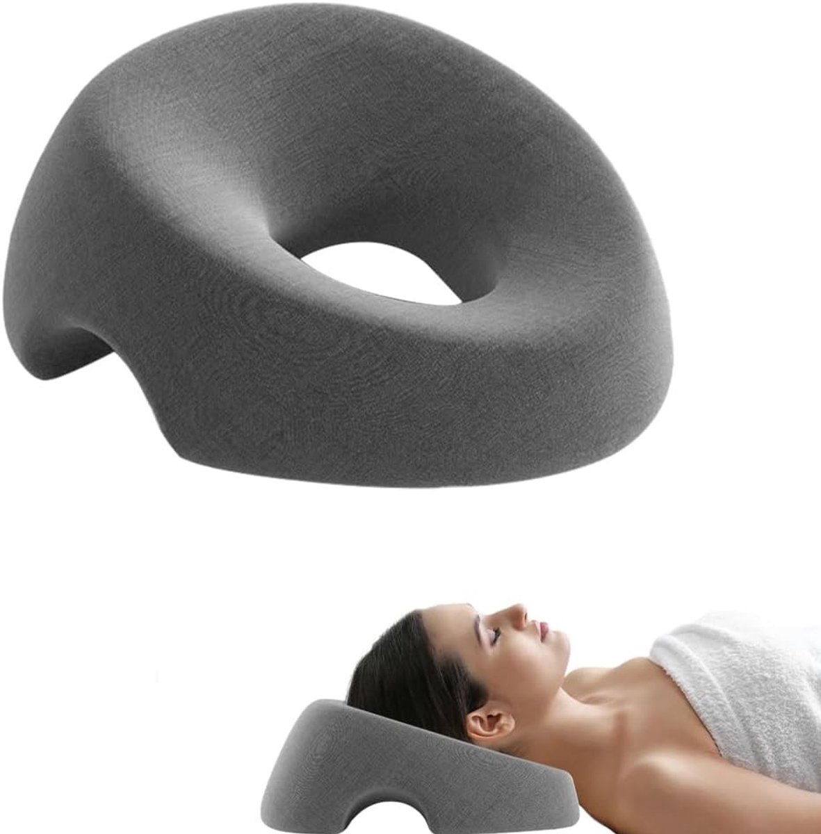 Massage-gezichtswiegkussen - Grijs - 30 x 20 x 10 cm - Ergonomisch Schuim - Voor Massagestoelen en Thuisgebruik