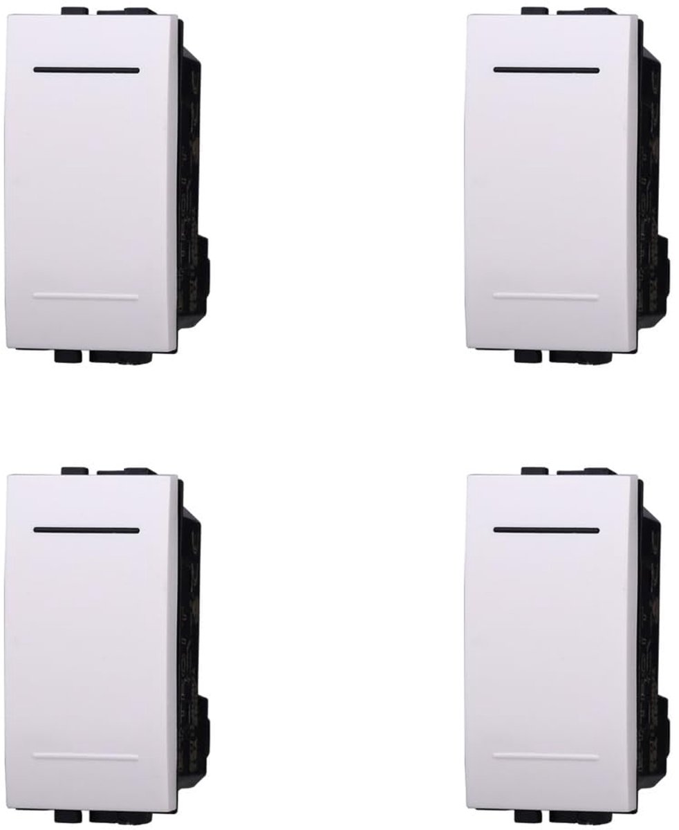 Drukknop 1P 10A - wit - set van 4 - voor deurbel en timer - ShopVlot