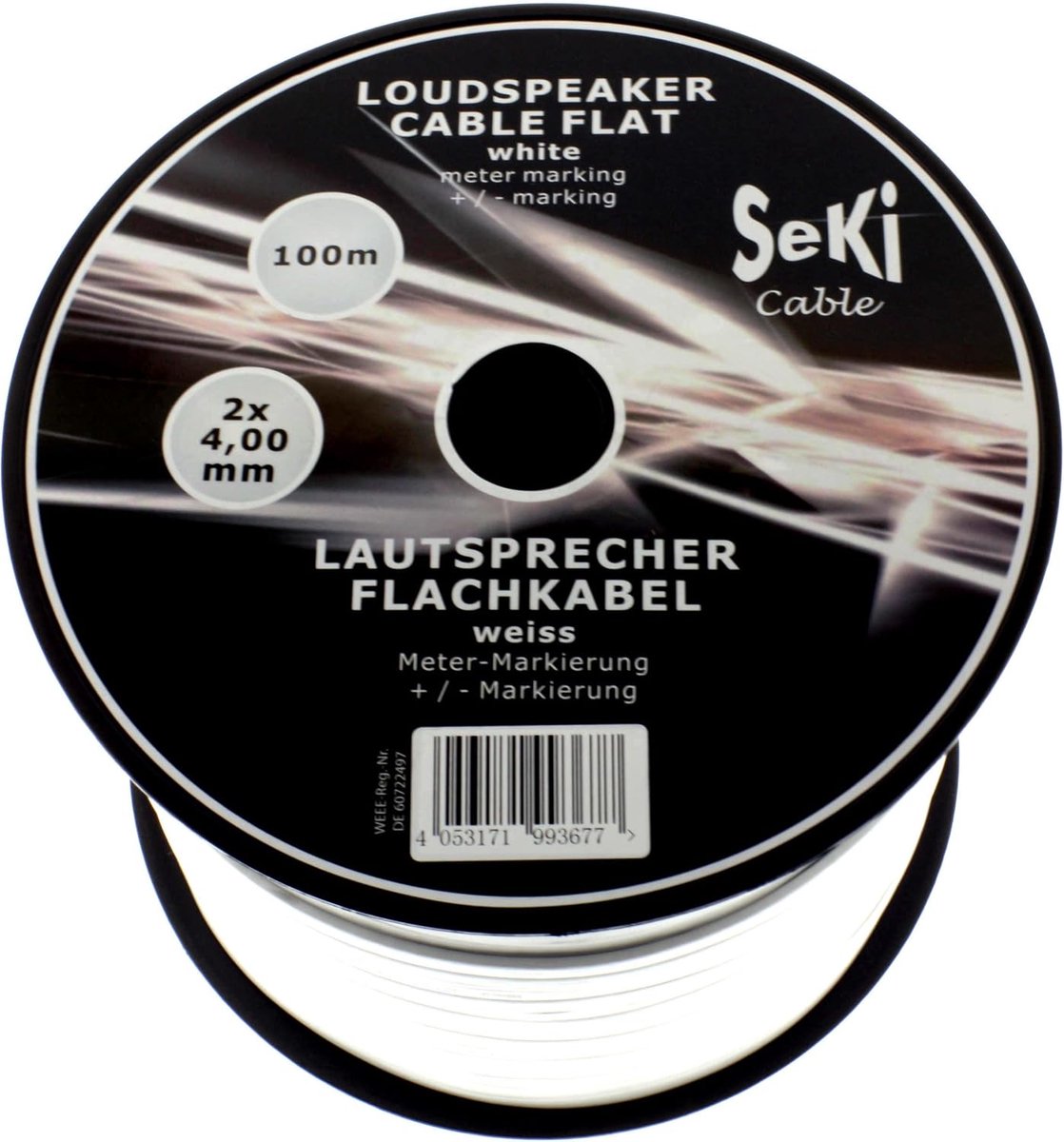 Luidsprekerkabel 100 m - 2x4 mm² CCA - vlakke kabel - ideaal voor audioverbindingen - ShopVlot