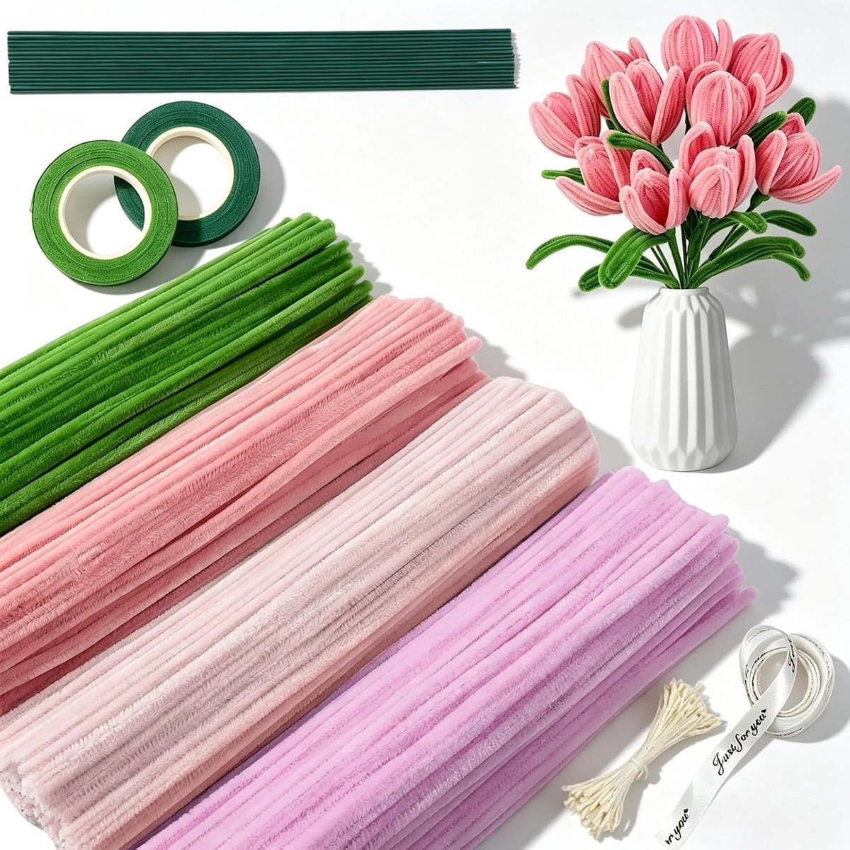 Pipe cleaners - Multicolor - 30 cm - Polyester en Gegalvaniseerde Draad - Knutselset voor Bloemen en Creatief Gebruik