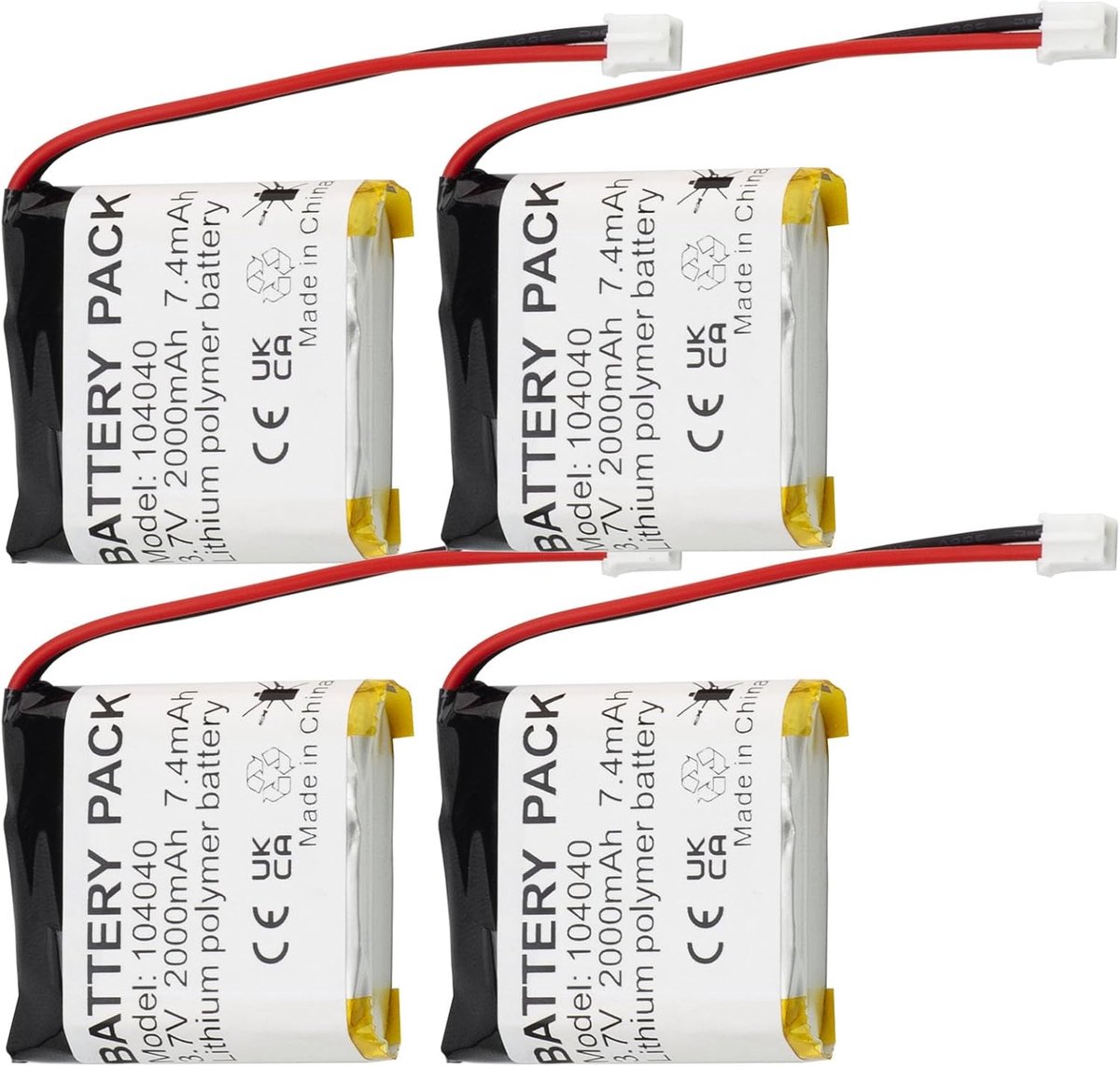 Lithium polymer battery 3.7 V 2000 mAh 104040 rechargeable with JST connection, used for DIY and various small - ShopVlot