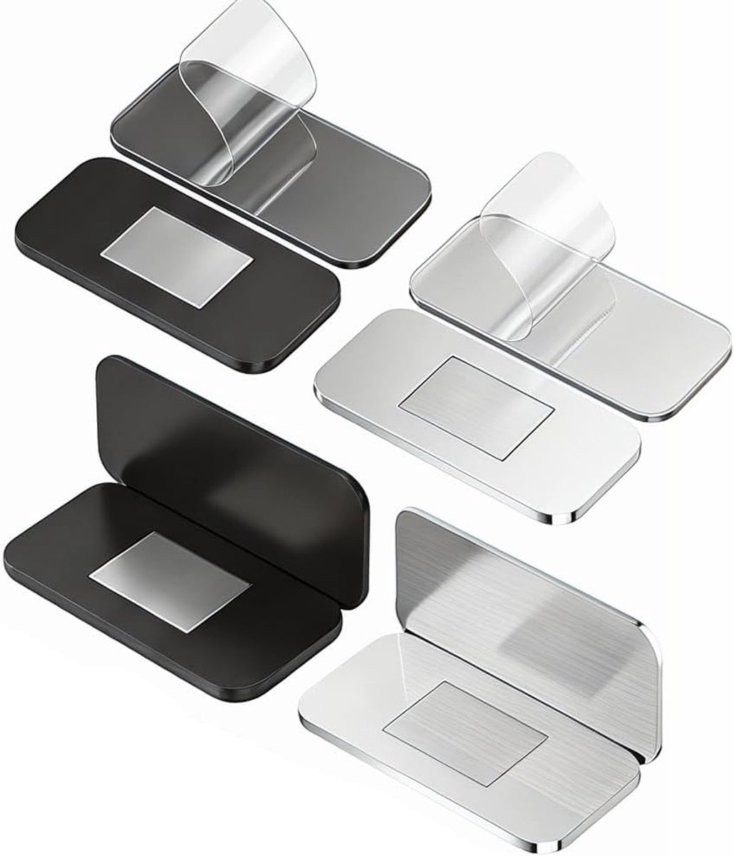 4 Paarden Magnetische Deursluiting, 2 Zilver + 2 Zwart Zelfklevende Kastvergrendeling, Magnetische Druk-om-te-Openen - ShopVlot