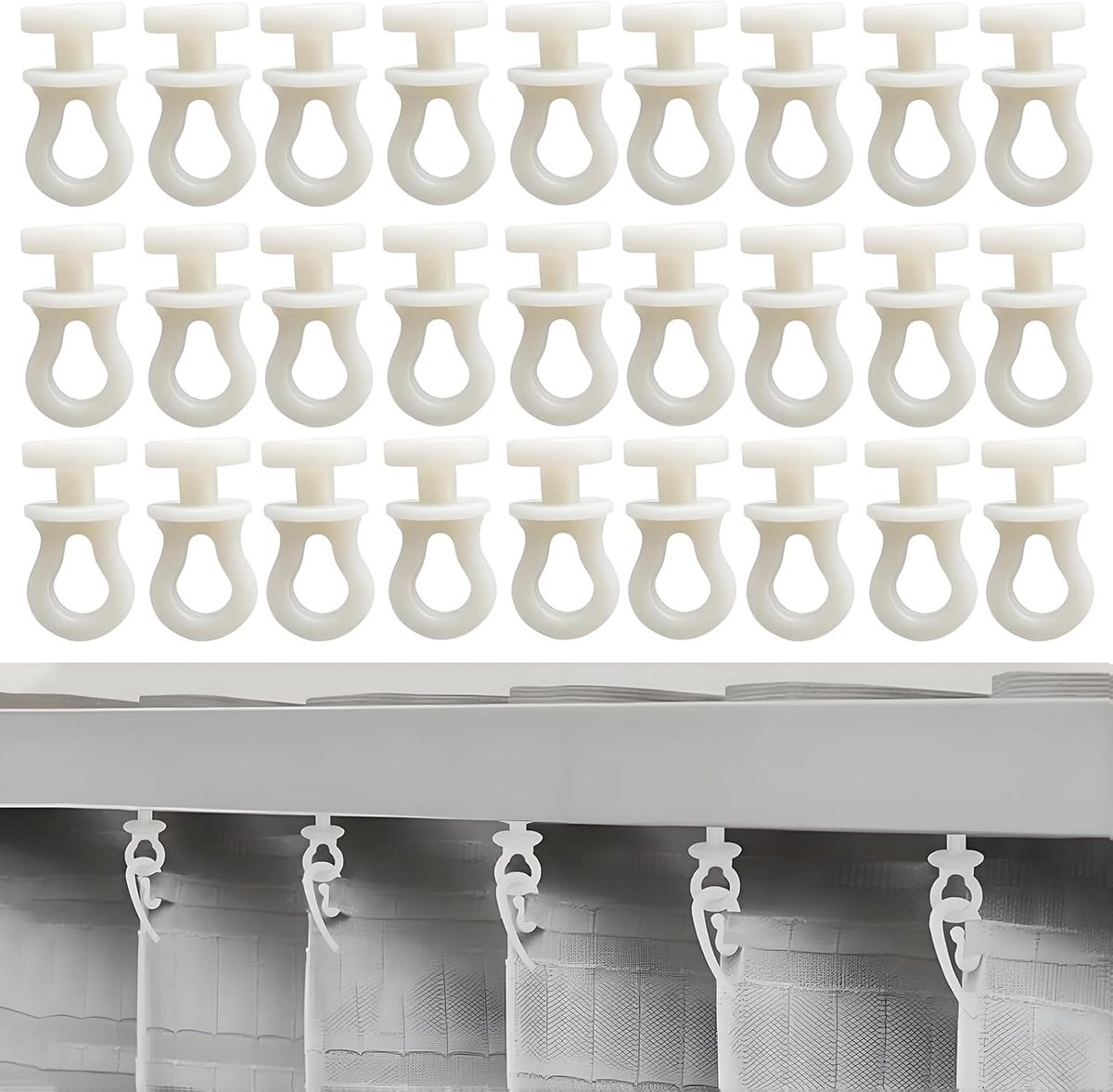 100 glides for curtain hooks, sliding hooks, curtain rails, door curtain and shower curtain hooks - ShopVlot