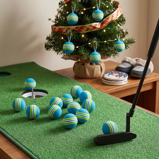 Blauwe golf oefen ballen set van 16 voor heren en dames – 42 mm schuim golfballen – zachte golf trainings ballen voor binnen en buiten – golf trainings materiaal — afbeelding 3