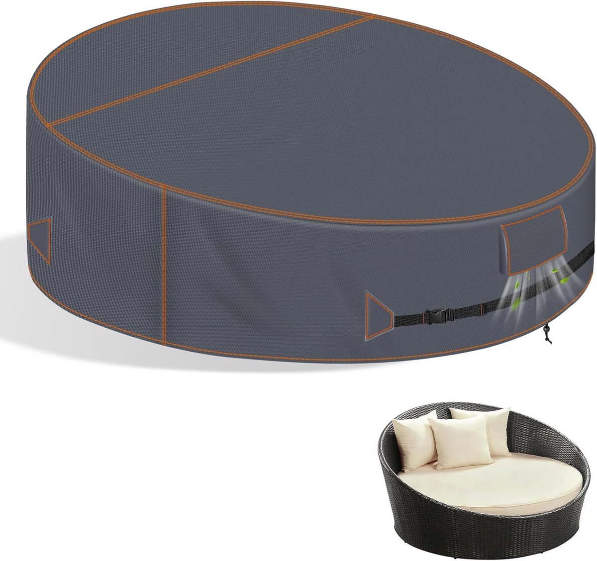 Ronde afdekking, zonnestoel, 190 x 90/50 cm, 420D Oxford-beschermhoes, waterdicht, uv-bescherming tegen vervagen - ShopVlot