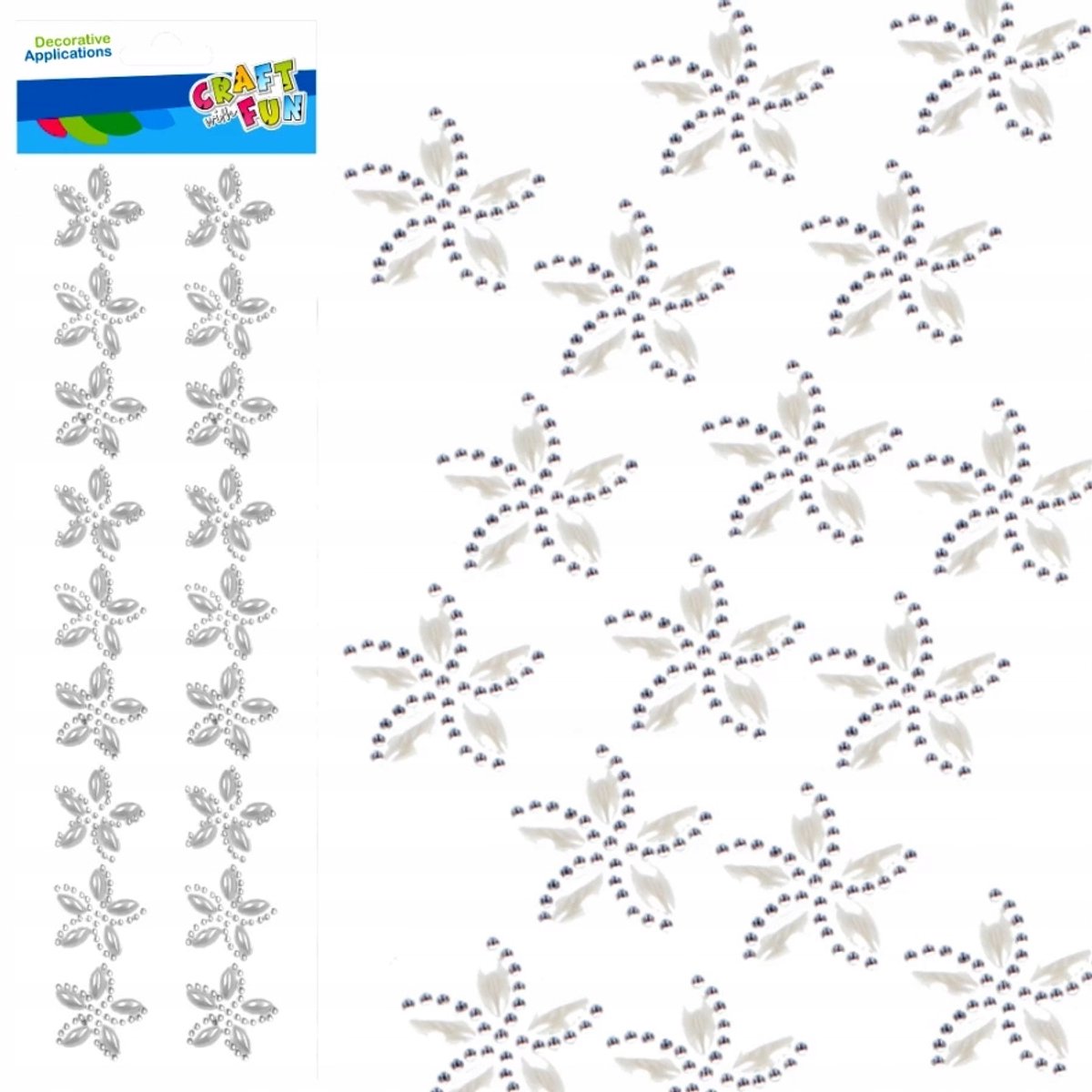 Zelfklevende Decoratieve Kristallen Bloem Stickers - Wit, 18 Stuks