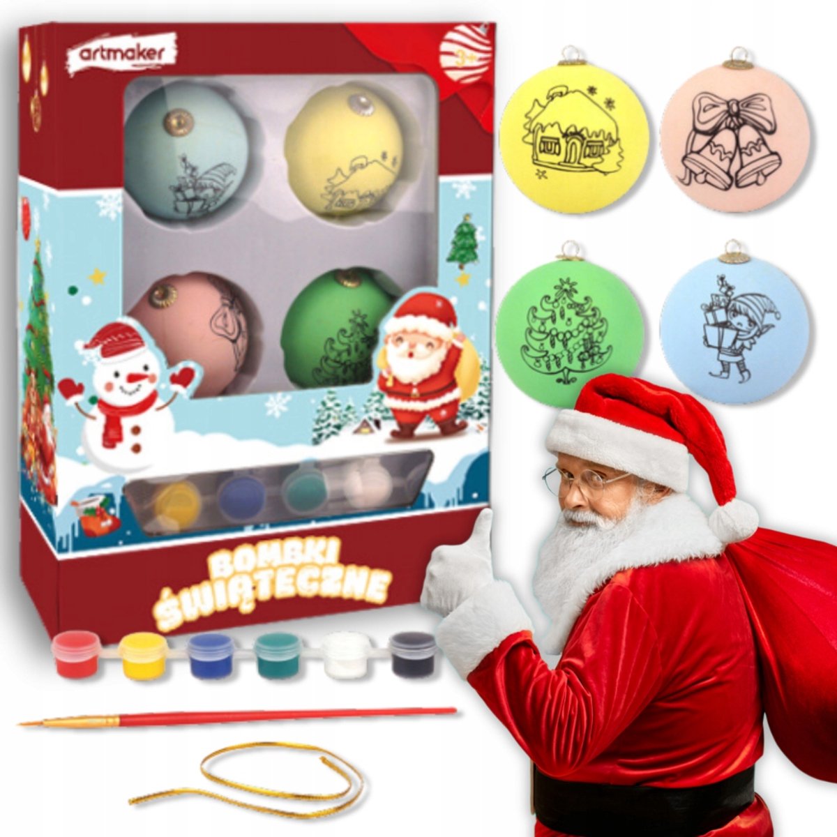 Creatieve Kerstballen Set om Zelf te Schilderen - 4 Stuks